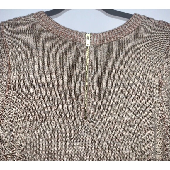 Anthropologie Moth Sweater Anita Cable Knit Rear Zip Pullover Long Swing Small - Picture 6 of 9